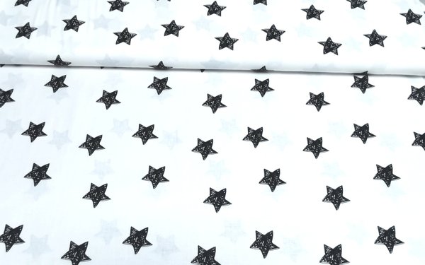 Baumwolle Sterne gemalt schwarz 0,25m