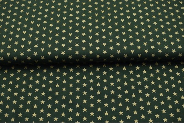 Baumwolle Sterne grün Golddruck 0,25m
